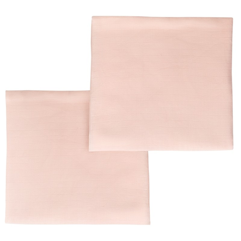 LOT DE 2 LANGES UNIS GAIA ROSE 70X70CM
