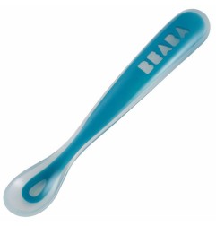 CUILLERE 1ER REPAS SOFT EN SILICONE BLEUE