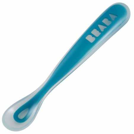 CUILLERE 1ER REPAS SOFT EN SILICONE BLEUE