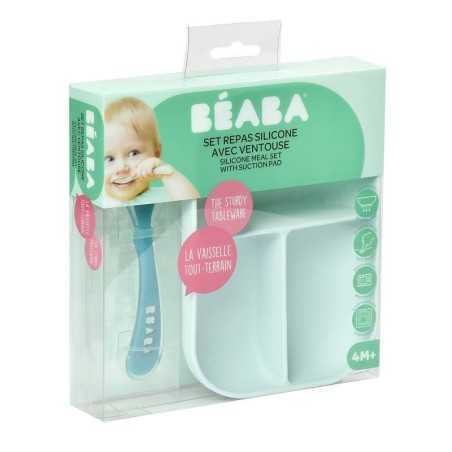 SET REPAS SILICONE COMPARTIMENTE BLUE