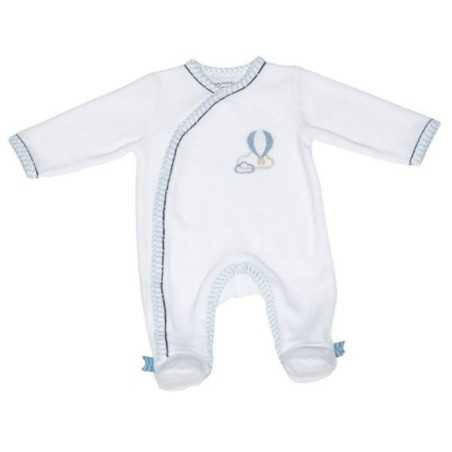 PYJAMA VELOURS BLANC/BLEU CIEL NEW