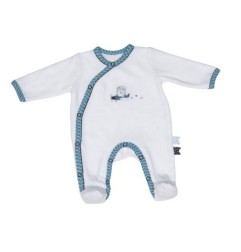 PYJAMA VELOURS BLANC/TURQUOISE NEW