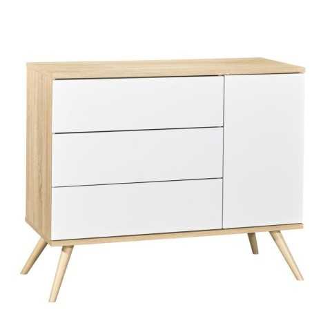 COMMODE 1 PORTE ET 3 TIROIRS BLANC VERSION TIROIRS BLANC SEVENTIES