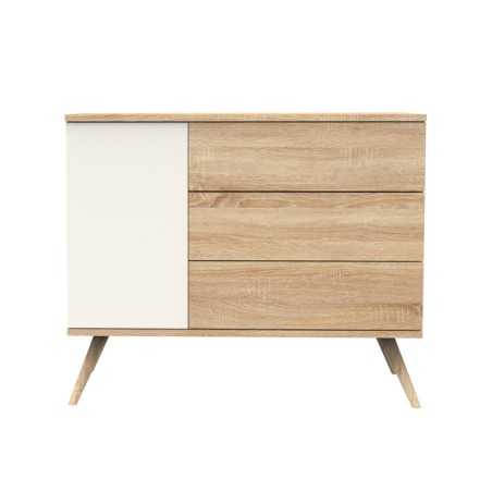 COMMODE 3 TIROIRS, 1 PORTE, CREME