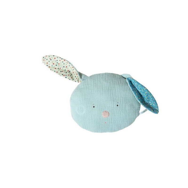 COUSSIN TETE LAPIN BLEU