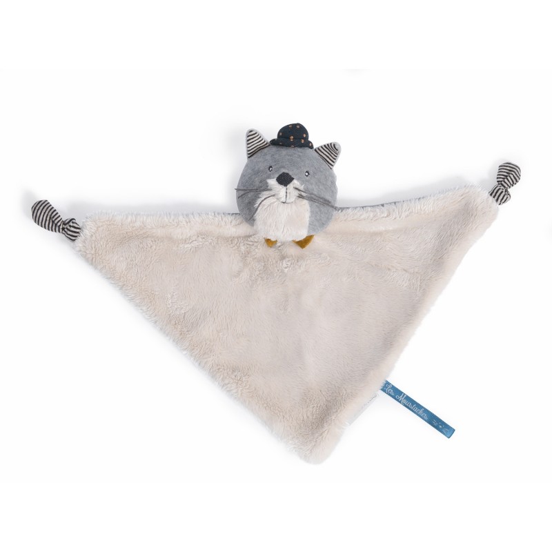 DOUDOU CHAT GRIS CLAIR FERNAND LES MOUSTACHES