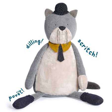 CHAT GEANT GRIS CLAIR FERNAND LES MOUSTACHES