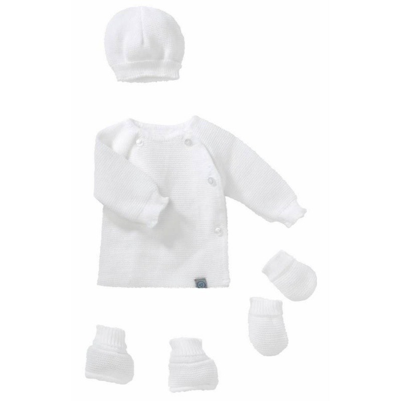 LOT MATERNITE MAILLE BLANC NAISSANCE