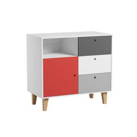 COMMODE BLANC/GRIS ROUGE CHAMBRE CONCEPT