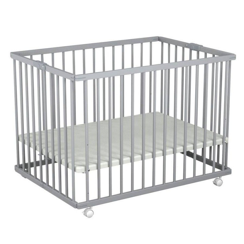PARC BOIS PLIANT ALIZEE 2 GRIS