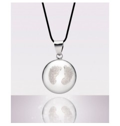 BOLA BABY FEET, RHODIUM/POUDRE DE DIAMANT, AVEC CORDON NOIR