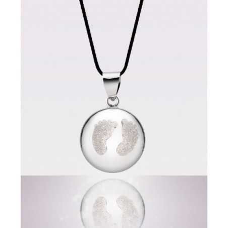 BOLA BABY FEET, RHODIUM/POUDRE DE DIAMANT, AVEC CORDON NOIR