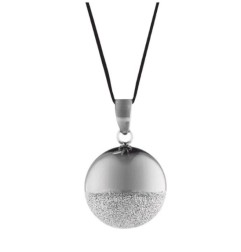 BOLA SPHERE, BLACK RHODIUM/POUDRE DE DIAMANT, AVEC CORDON NOIR