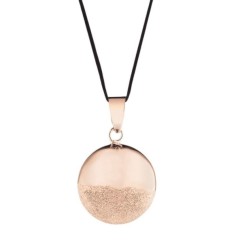BOLA SPHERE, DORE A L'OR FIN ROSE/POUDRE DE DIAMANT, AVEC CORDON NOIR