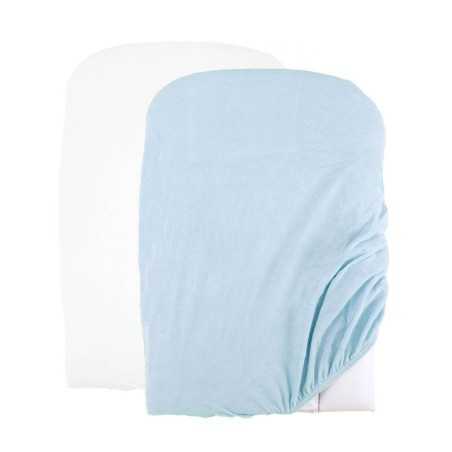 LOT DE 2 HOUSSES DE MATELAS A LANGER BLANC CIEL