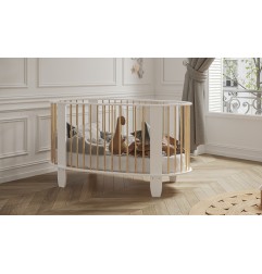 LIT 60 X 120 BLANC/NATUREL AVEC MATELAS ET HOUSSES