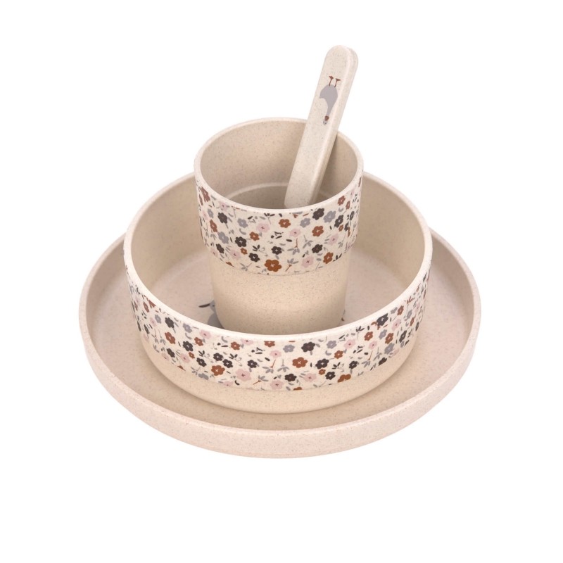 COFFRET REPAS TINY FARMER MOUTON/OIE NATURE (ASSIETTE, BOL, TASSE, CUILLERE) PP