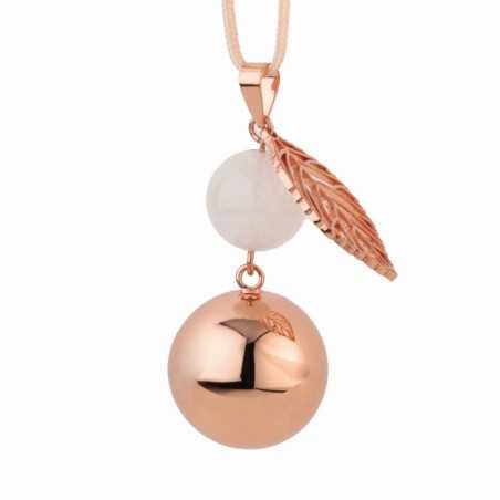 BIJOU GROSSESSE BOLA - PERLE ET FEUILLE OR ROSE