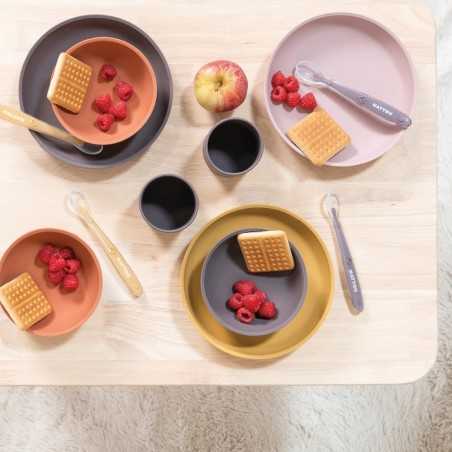SILICONE BOL (ROSE PALE+CUILLERE)