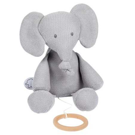DOUDOU MUSICAL TRICOT GRIS 32 CM TEMBO