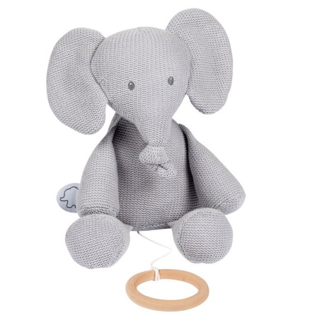 DOUDOU MUSICAL TRICOT GRIS 32 CM TEMBO