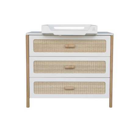 OCEANIA COMMODE A LANGER 3 TIROIRS PIEDS EN CANNE DE ROTIN FACADES DE TIROIR