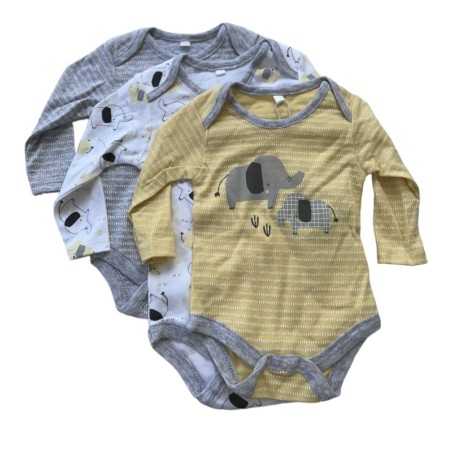 LOT DE 3 BODYS-JAUNE GRIS