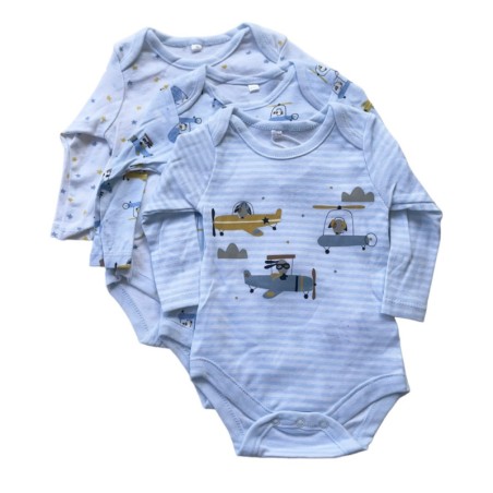 LOT DE 3 BODYS BLEU A RAYURE