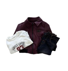 ENSEMBLE 3 PIECES PANTALON VESTE HAUT BORDEAUX