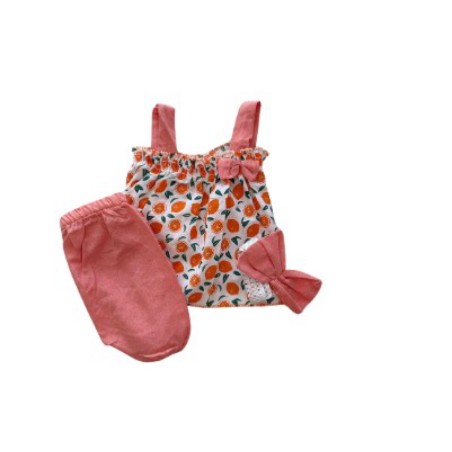 ENSEMBLE BEBE ORANGE FONCE SHORT +BANDEAU
