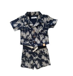 Ens polo +short BLEU DINO 12M