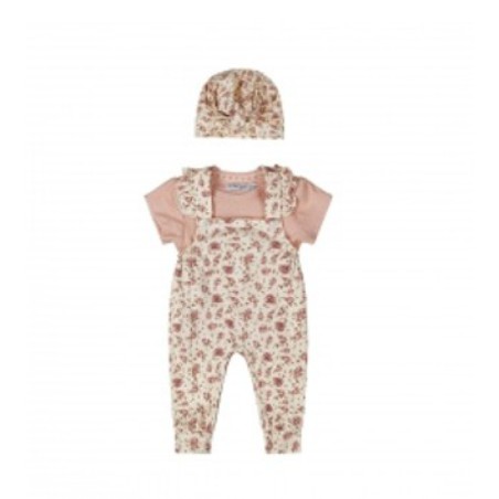 Salopette+haut+bonnet fleuri 1M