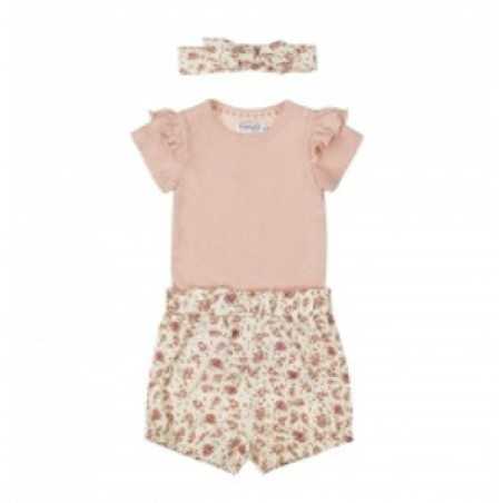 Body rose+short fleuri+bandeau 12M