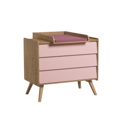 COMMODE VINTAGE BOIS/ROSE