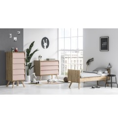 COMMODE VINTAGE BOIS/ROSE