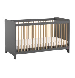 LIT BEBE 60X120 LEAF GRAPHITE BOIS