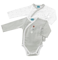 LOT DE 2 BODIES 6 MOIS GAIA GRIS