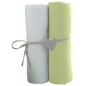 LOT DE 2 DRAPS HOUSSE BLANC/VERT - 60X120CM - JERS