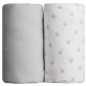 LOT DE 2 DRAPS HOUSSE IMPRIME ETOILE GRISE + UNI G