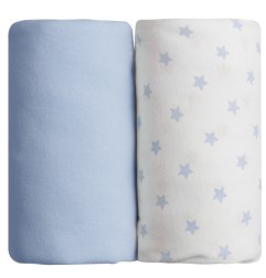 LOT DE 2 DRAPS HOUSSE IMPRIME ETOILE BLEUE + UNI B