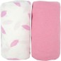 LOT DE 2 DRAPS HOUSSE ROSE / PLUMES ROSES
