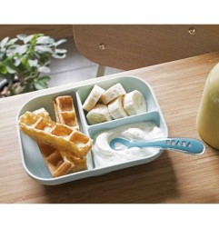SET REPAS SILICONE COMPARTIMENTE BLUE