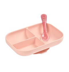 SET REPAS SILICONE COMPARTIMENTE PINK