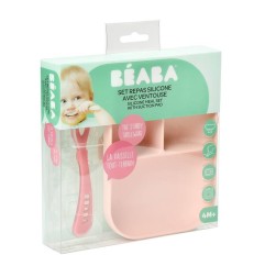 SET REPAS SILICONE COMPARTIMENTE PINK