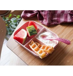 SET REPAS SILICONE COMPARTIMENTE PINK