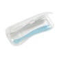 LOT DE 2 CUILLERES 1ER AGE SILICONE AVEC BOITE DE TRANSPORT BLEU