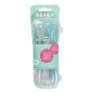 LOT DE 2 CUILLERES 1ER AGE SILICONE AVEC BOITE DE TRANSPORT BLEU