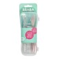 LOT DE 2 CUILLERES 1ER AGE SILICONE AVEC BOITE DE TRANSPORT ROSE
