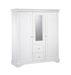 ARMOIRE 3 VOLUMES AVEC MIROIR ELODIE BLANC