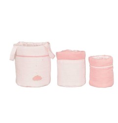 LOT DE 3 PANIERES GIGOGNES ROSE LILY POUDREE
